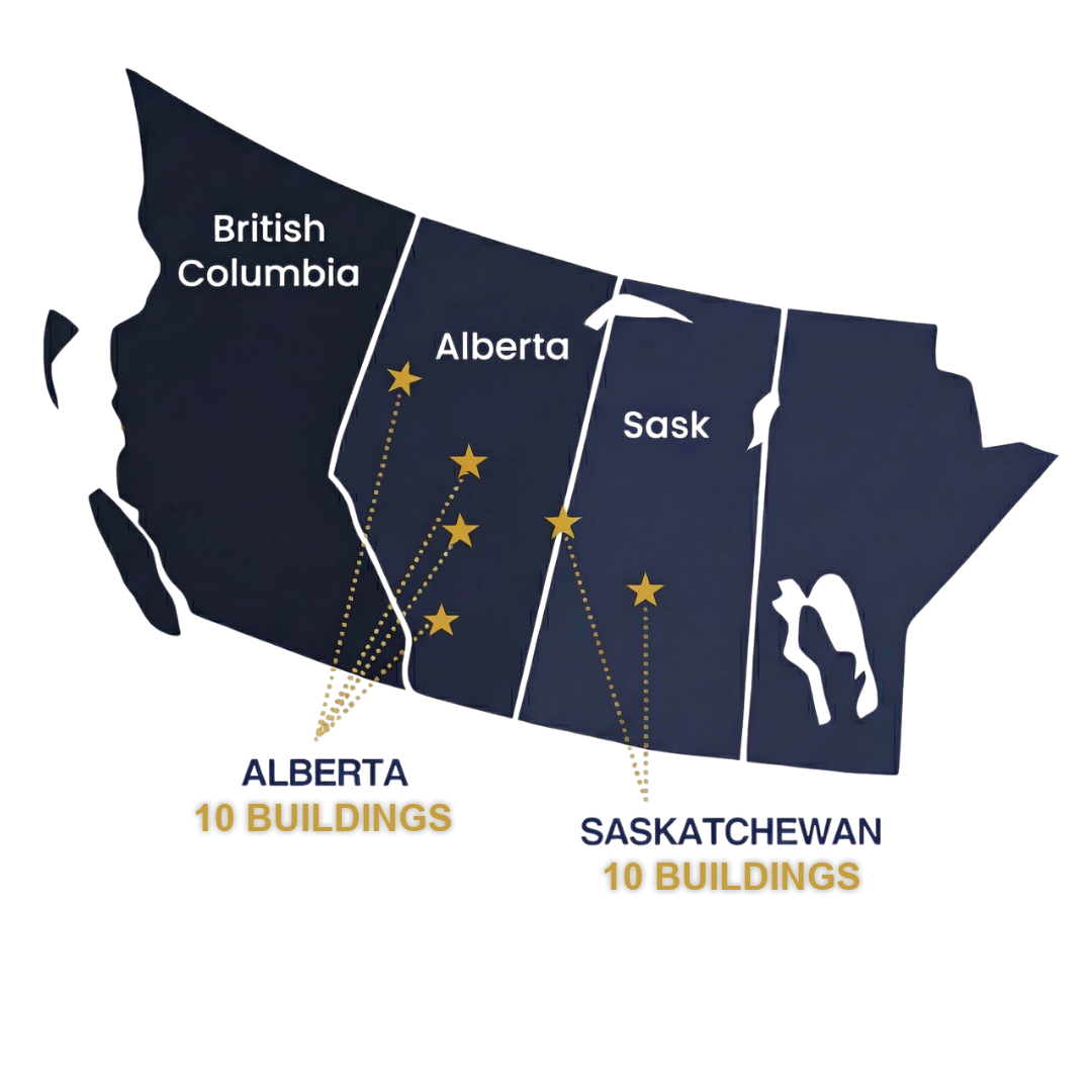 InvestPlus Industrial REIT properties across Western Canada — Alberta and Saskatchewan